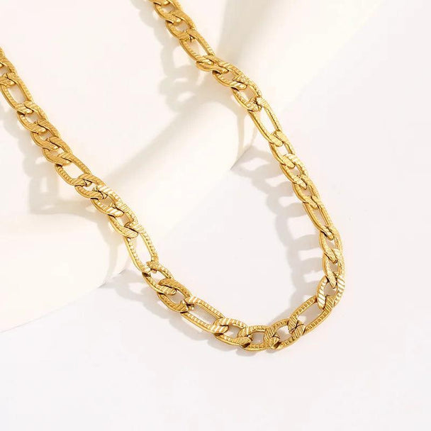 Stylish Cuban Link Chain Stainless Steel Gold Plated Necklace - PremiumBrandGoods