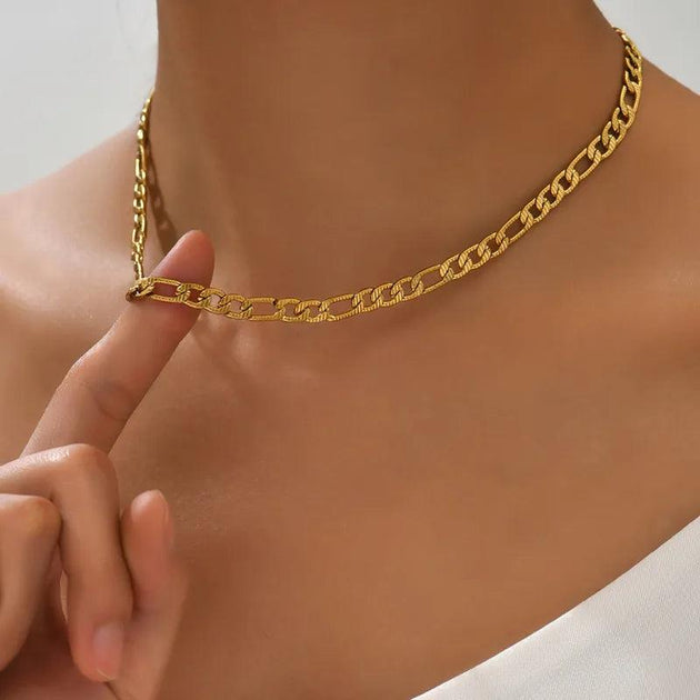 Stylish Cuban Link Chain Stainless Steel Gold Plated Necklace - PremiumBrandGoods