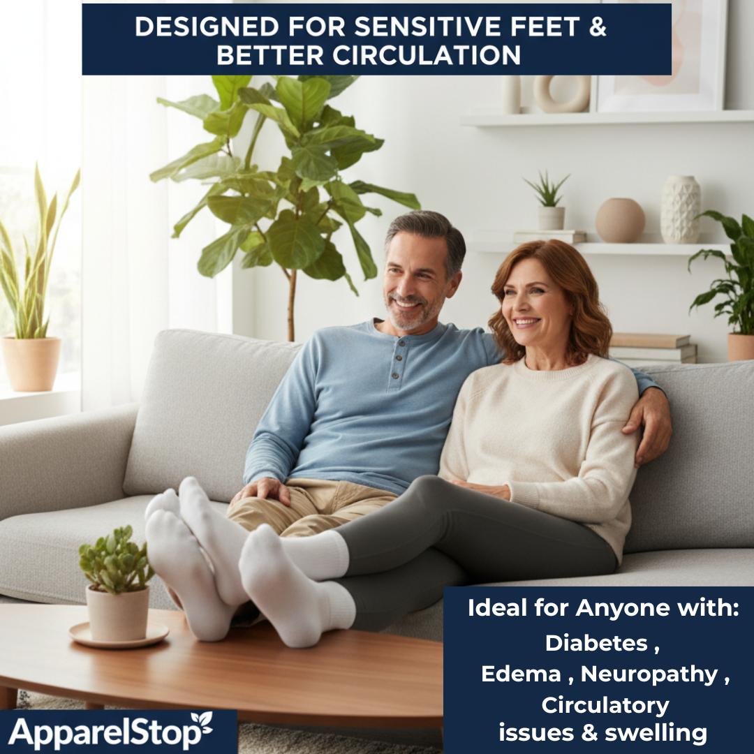 Diabetic Crew Socks Non-Binding Cotton Health Circulatory for Men and Women Multi-Pack 9-15