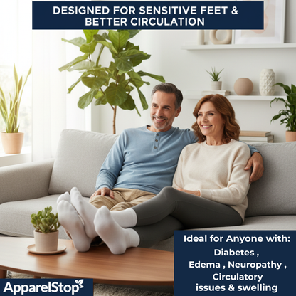 Diabetic Crew Socks Non-Binding Cotton Health Circulatory for Men and Women Multi-Pack 9-15