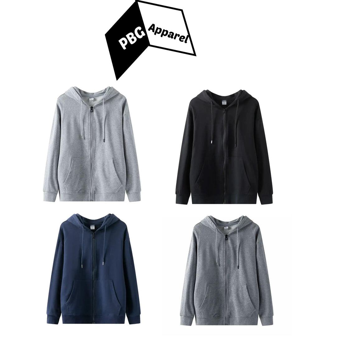 PBG Zip Up Hoodie Sweatshirts 2 Pair Assorted Big Pockets S-XL - PremiumBrandGoods