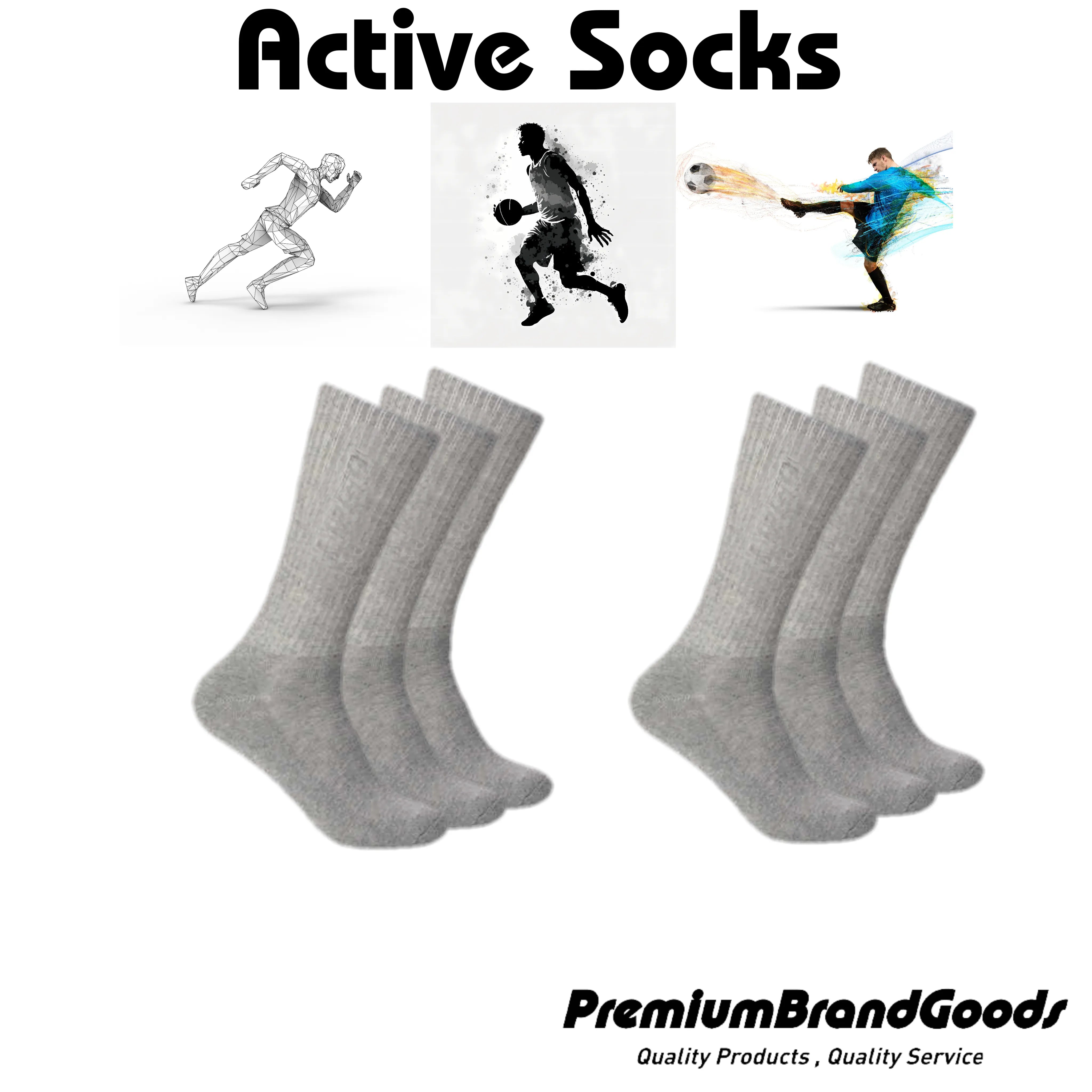 Men's Active Athlete Crew Socks 9-11 ,10-13 - PremiumBrandGoods