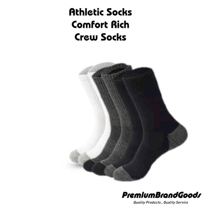 Men's Comfort Rich Crew Cushion Socks Athletic Active 10-13 3 Color Bundle - PremiumBrandGoods
