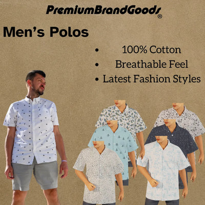 Men's Cotton Button Down Short Sleeve Shirts 3 Pack Regular Fit Casual PBG Polo's - PremiumBrandGoods