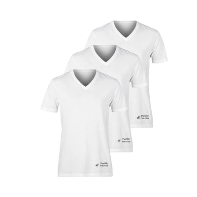 PBG 3 Pack Men's 100% Cotton White Tshirt V Neck Polo - PremiumBrandGoods