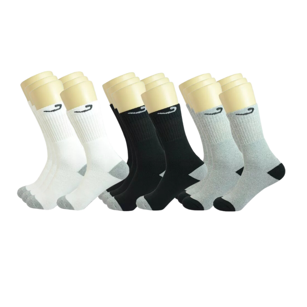 Active 12 Pair High Socks Mid Calf Unisex Athleisure ( 5 Styles)