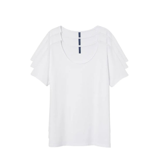 Women's Crew T-shirt 3 Pack Cotton Blend White S-3X - PremiumBrandGoods