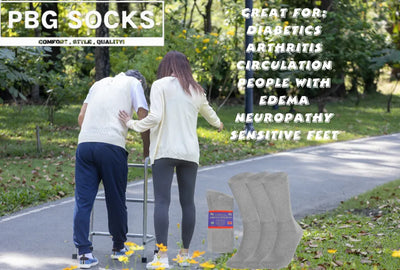 PBG 6 Pairs Physician-Approved Diabetic Compression Non Binding Socks for Men & Women, Multi-Color, 3 Sizes - PremiumBrandGoods