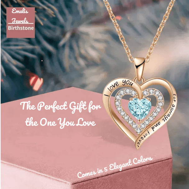 Love Heart Pendant Necklace Exquisite Colorful Stone Women's Jewelry - PremiumBrandGoods