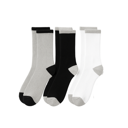 Sporty Crew Socks - Athletic Cotton Blend Size 10-13 Assorted - PremiumBrandGoods