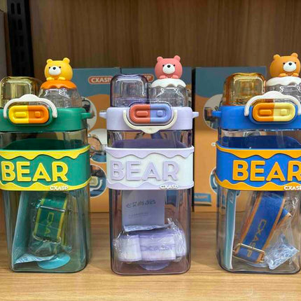 Cartoon Bear Square Double Drinking Cup 550ML - PremiumBrandGoods
