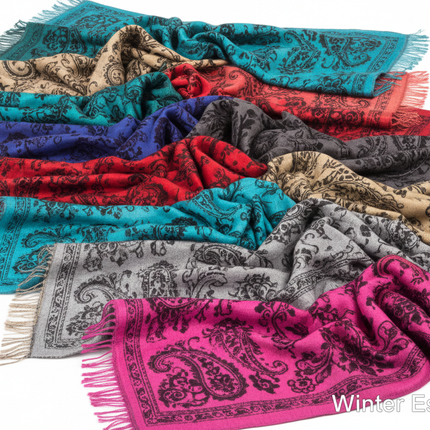 All Colors Paisley Pashmina Display