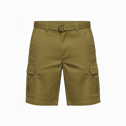 Men's Belted Cargo Shorts – 100% Cotton Twill