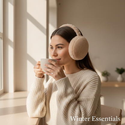 Beige earmuffs café lifestyle