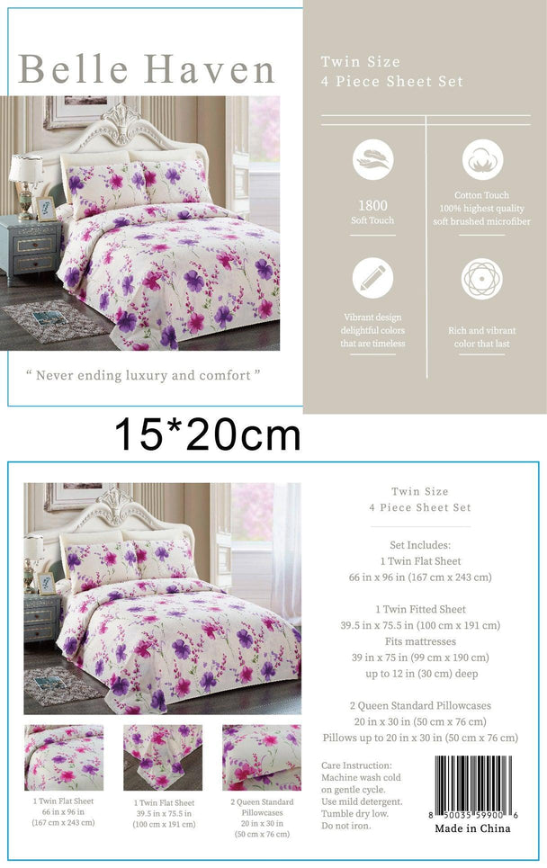 Belle Haven 6 Piece Sheet Set Bedding Sets (6 Styles) - PremiumBrandGoods