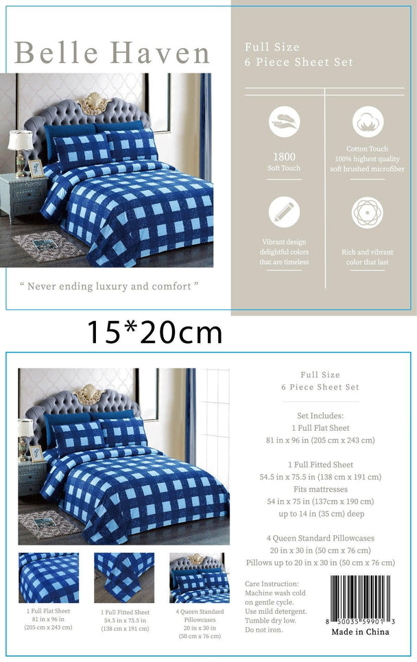 Belle Haven 6 Piece Sheet Set Bedding Sets (6 Styles) - PremiumBrandGoods