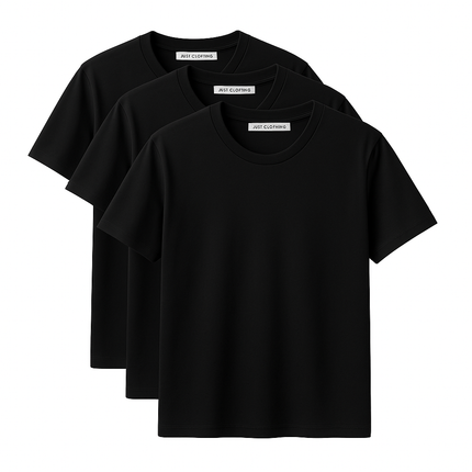 Black crew neck t-shirts