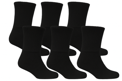 Black Diabetic Socks - 6 Pairs (Corrected)