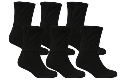 Black Diabetic Socks - 6 Pairs (Corrected)