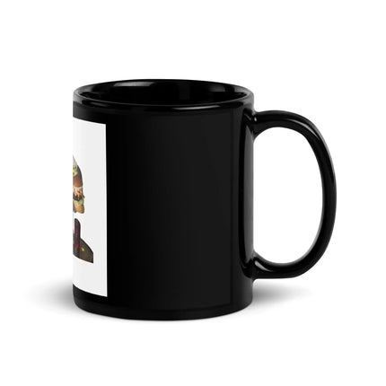 Black Glossy Mug Man Eating Burger like it's his job - PremiumBrandGoods