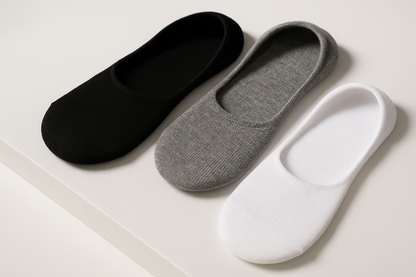 Black, grey, and white socks