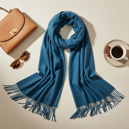 Blue Jean Scarf Flat Lay Styling