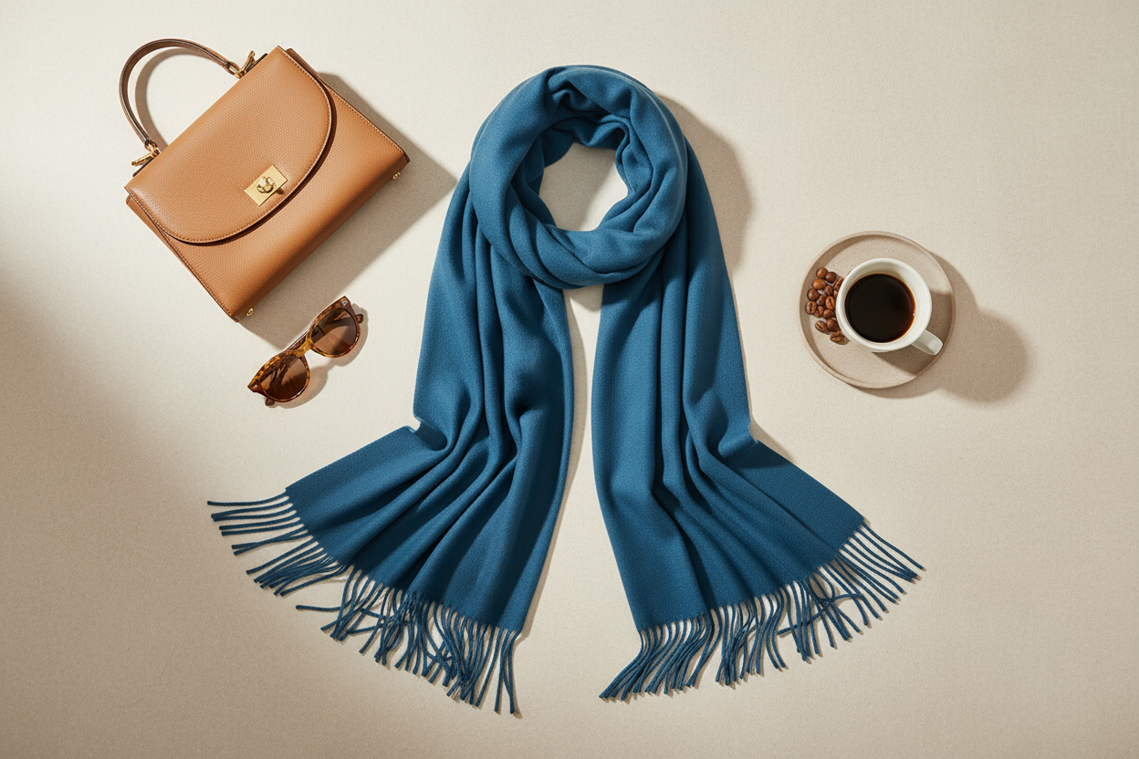 Blue Jean Scarf Flat Lay Styling