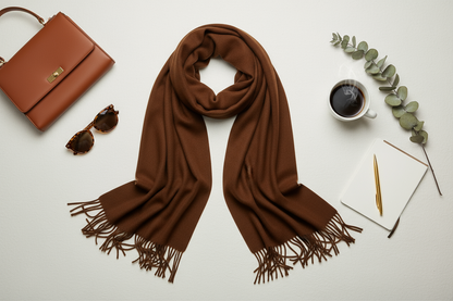 Brown Scarf Flat Lay Styling