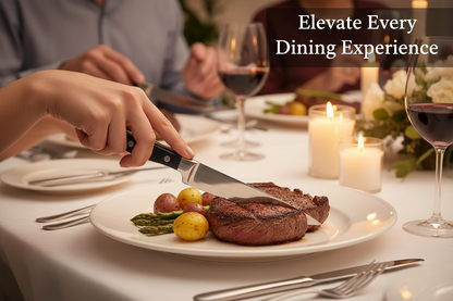 Elegant Dinner Party - Woman Cutting Steak