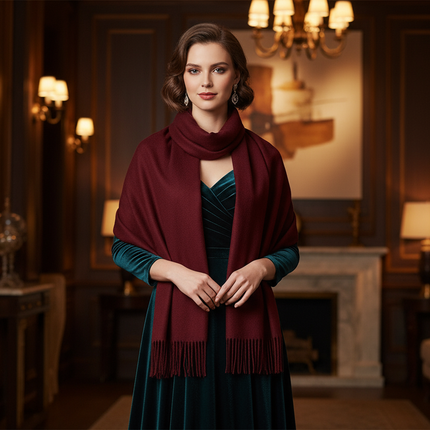 Evening Maroon Scarf Look