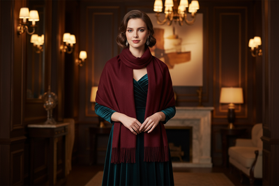Evening Maroon Scarf Look