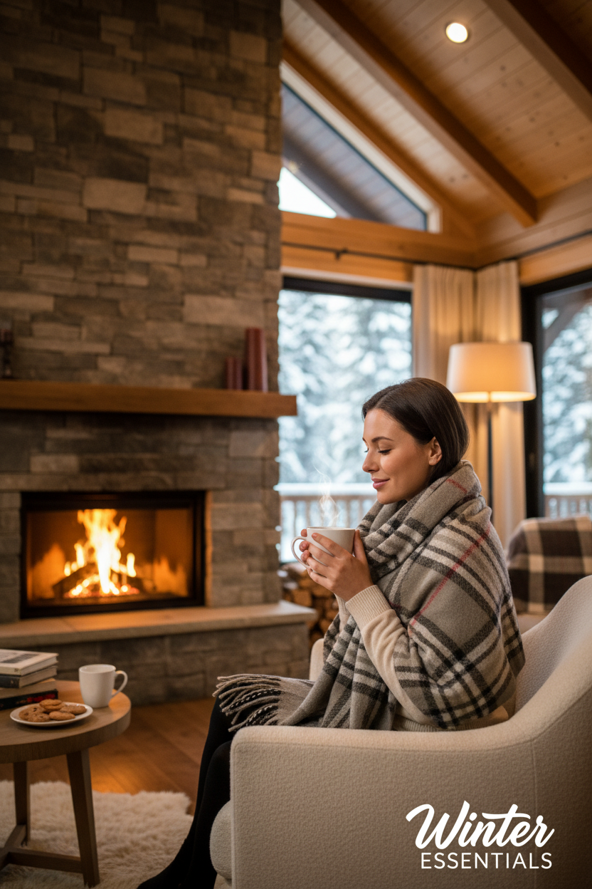 Gray Plaid Lodge Fireplace - Corrected