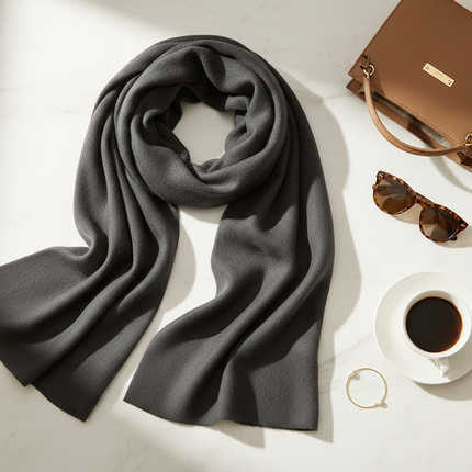 Gray Scarf Flat Lay Styling