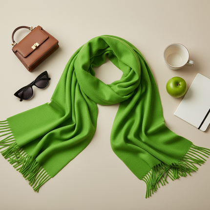 Green Apple Scarf Flat Lay Styling