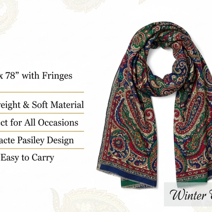 Large Paisley Pashmina Shawl Premium Soft Wrap Scarf 28"x78" Winter Essentials