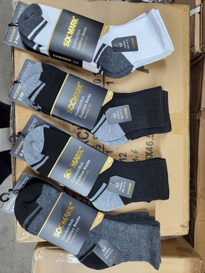 Men's White Athletic Ankle Socks - Size 9-13 - 3 Pair Pack