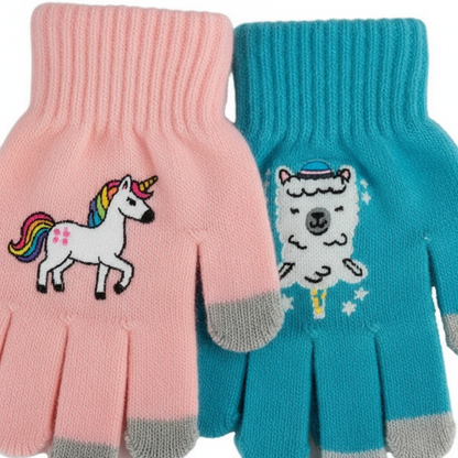 Kids' Winter Magic Gloves 3-Pack - Unicorn & Llama Designs - PremiumBrandGoods