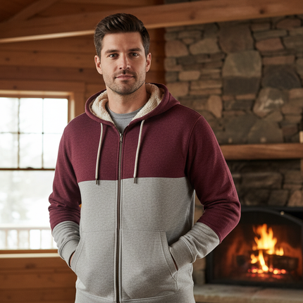 Unisex 2 pack Thermal Fleece-Lined Hooded Sweatshirts - Assorted Colors with Sherpa Lining