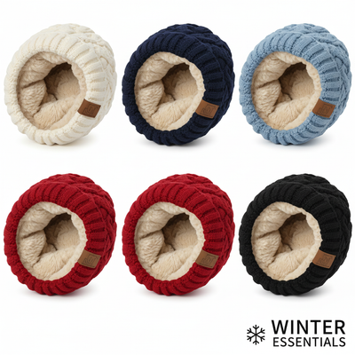Women's Thermal Cable Knit Beanies - Assorted 2 Pack with Fur Lining