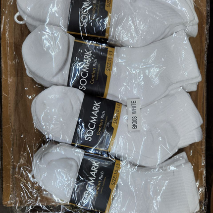 Men's White Athletic Ankle Socks - Size 9-13 - 3 Pair Pack
