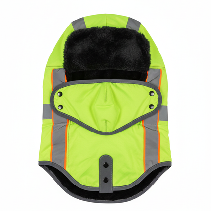 High-Visibility Balaclava Extra Warm Furry Fleece Winter Face Mask for Work Safety
