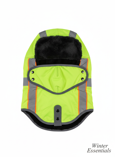 High-Visibility Balaclava Extra Warm Furry Fleece Winter Face Mask for Work Safety
