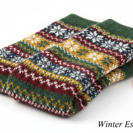 Women's Wool Blend Winter Socks - Assorted 6-Pack Nordic Pattern Warm Socks