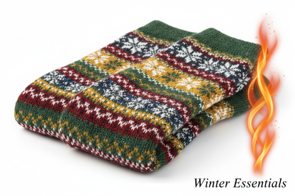 Women's Wool Blend Winter Socks - Assorted 6-Pack Nordic Pattern Warm Socks