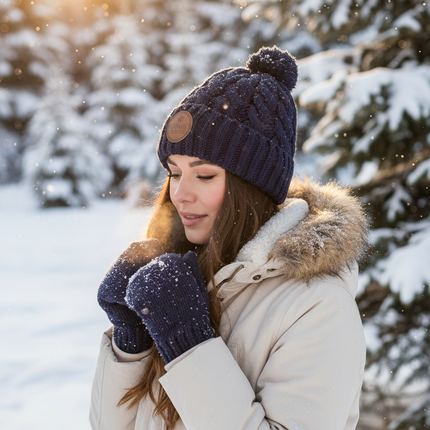 Women's Thermal Cable Knit Beanies - Assorted 2 Pack with Fur Lining