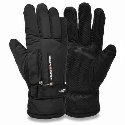 Premium Gray Thermal Gloves - White Background