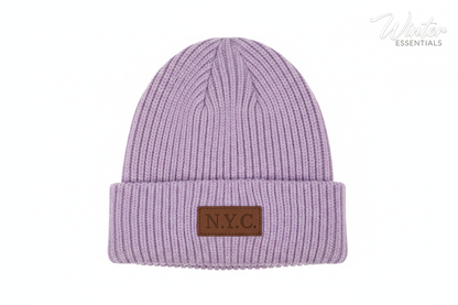 Thermal Winter Beanie Hat Plush Fleece Lined Ribbed Knit Hat Unisex NYC Style