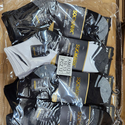 Men's White Athletic Ankle Socks - Size 9-13 - 3 Pair Pack
