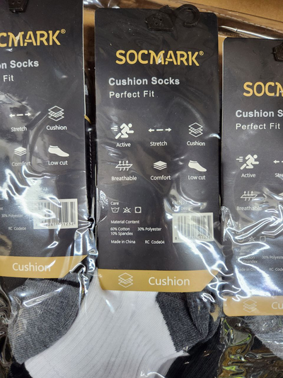 Men's White Athletic Ankle Socks - Size 9-13 - 3 Pair Pack