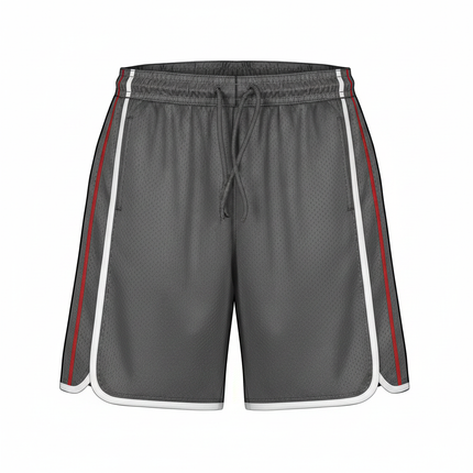 Men's Activewear Dazzle Shorts in Charcoal with white and red stripes